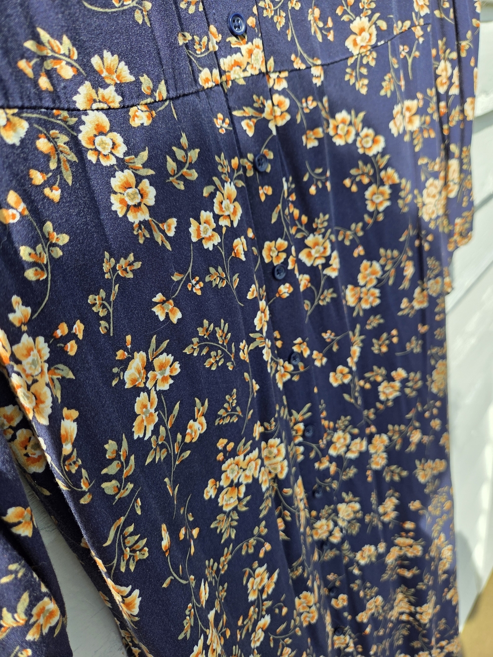 Old Navy Navy Blue Dress with Orange Floral Print - Picture 6 of 9